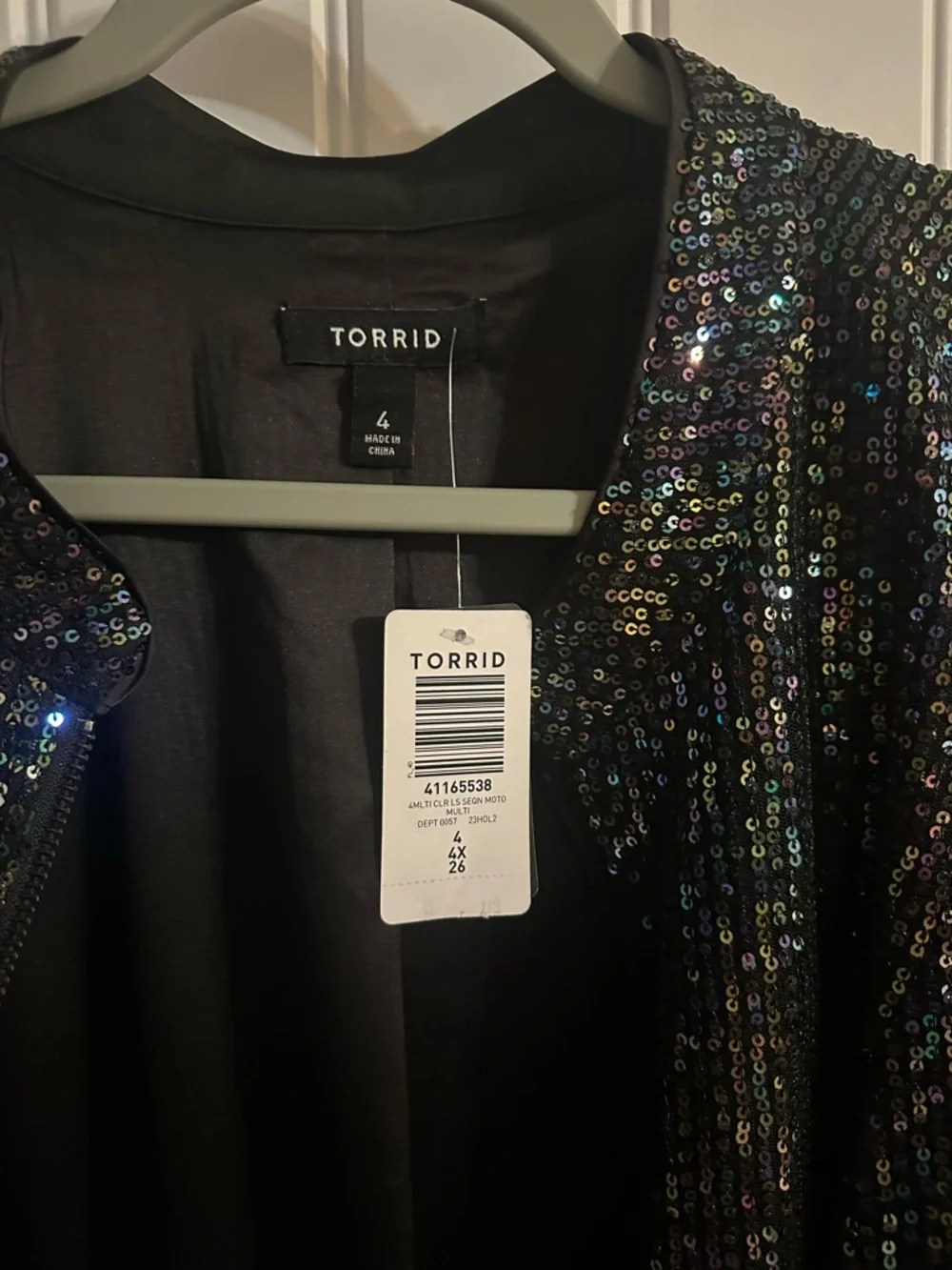 NWT Torrid Black Iridescent Sequin Zip Cardigan - Picture 4 of 7